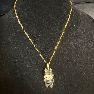 New labubu necklace Gold with rhinestone  Labubu Pendant Necklace